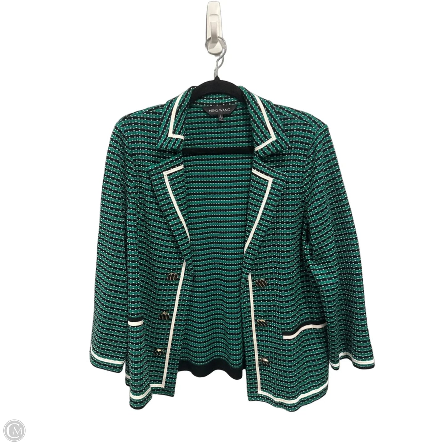 Blazer By Ming Wang In Black & Green, Size: L