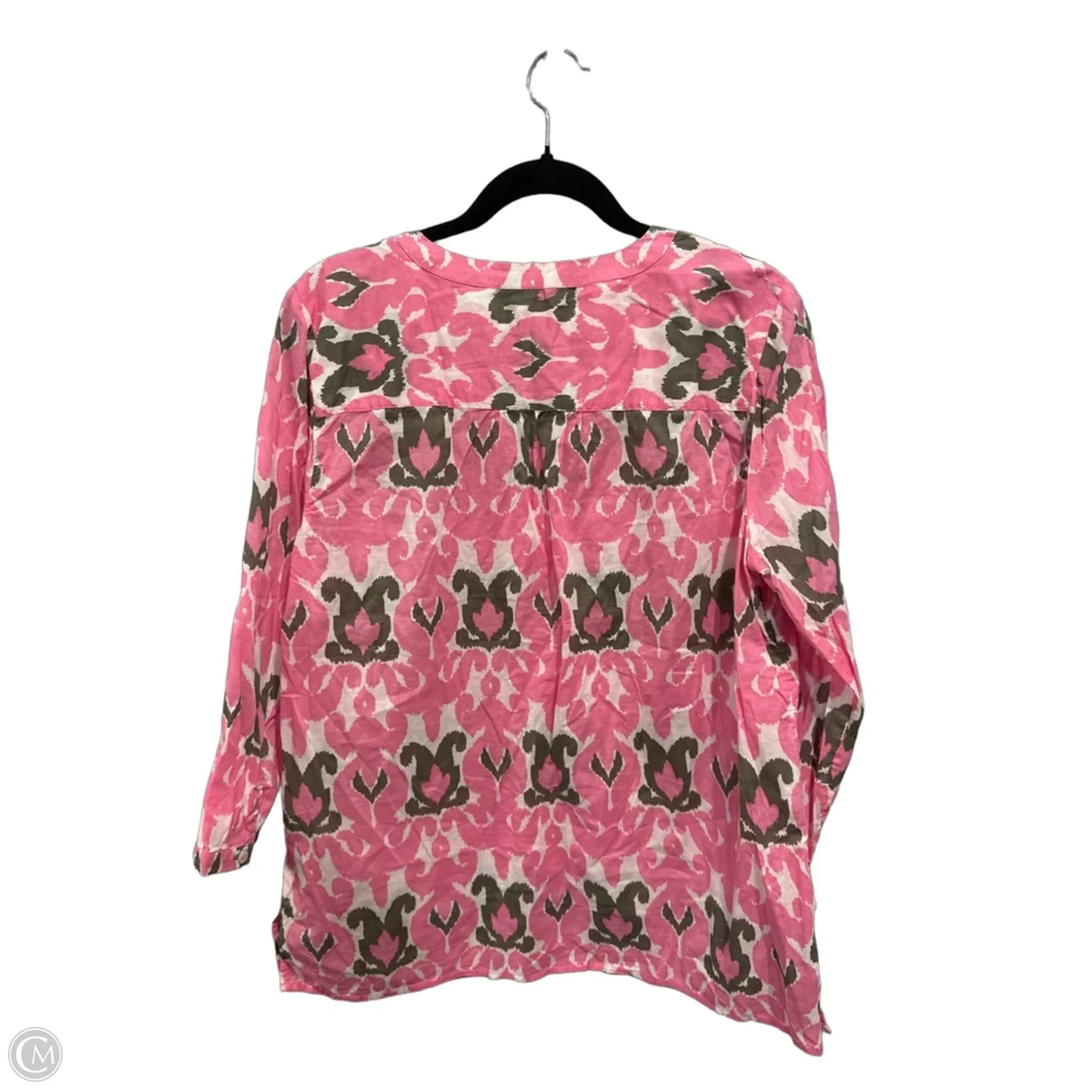 Top 3/4 Sleeve By Talbots In Green & Pink, Size: L