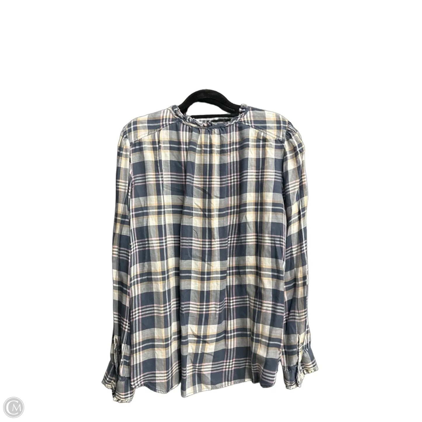 Top Long Sleeve By Loft In Checkered Pattern, Size: L
