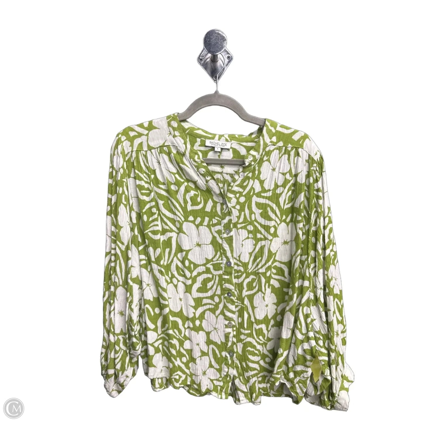 Top Long Sleeve By Rachel Zoe In Green & White, Size: L