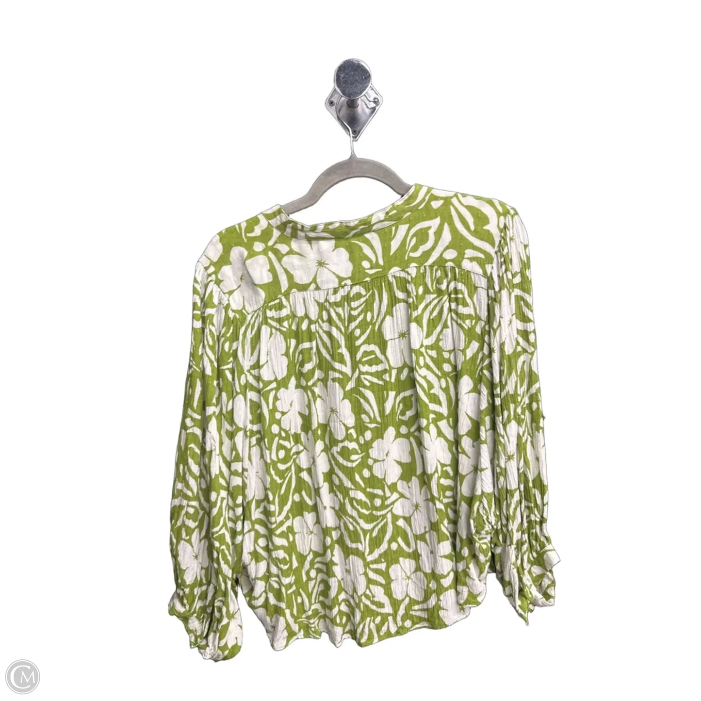 Top Long Sleeve By Rachel Zoe In Green & White, Size: L