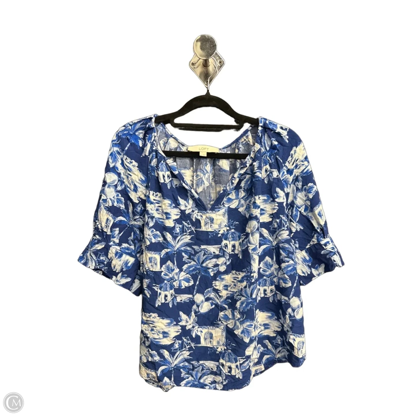 Top Short Sleeve By Loft In Blue, Size: L