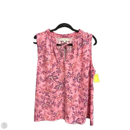 Top Sleeveless By Loft In Pink, Size: L