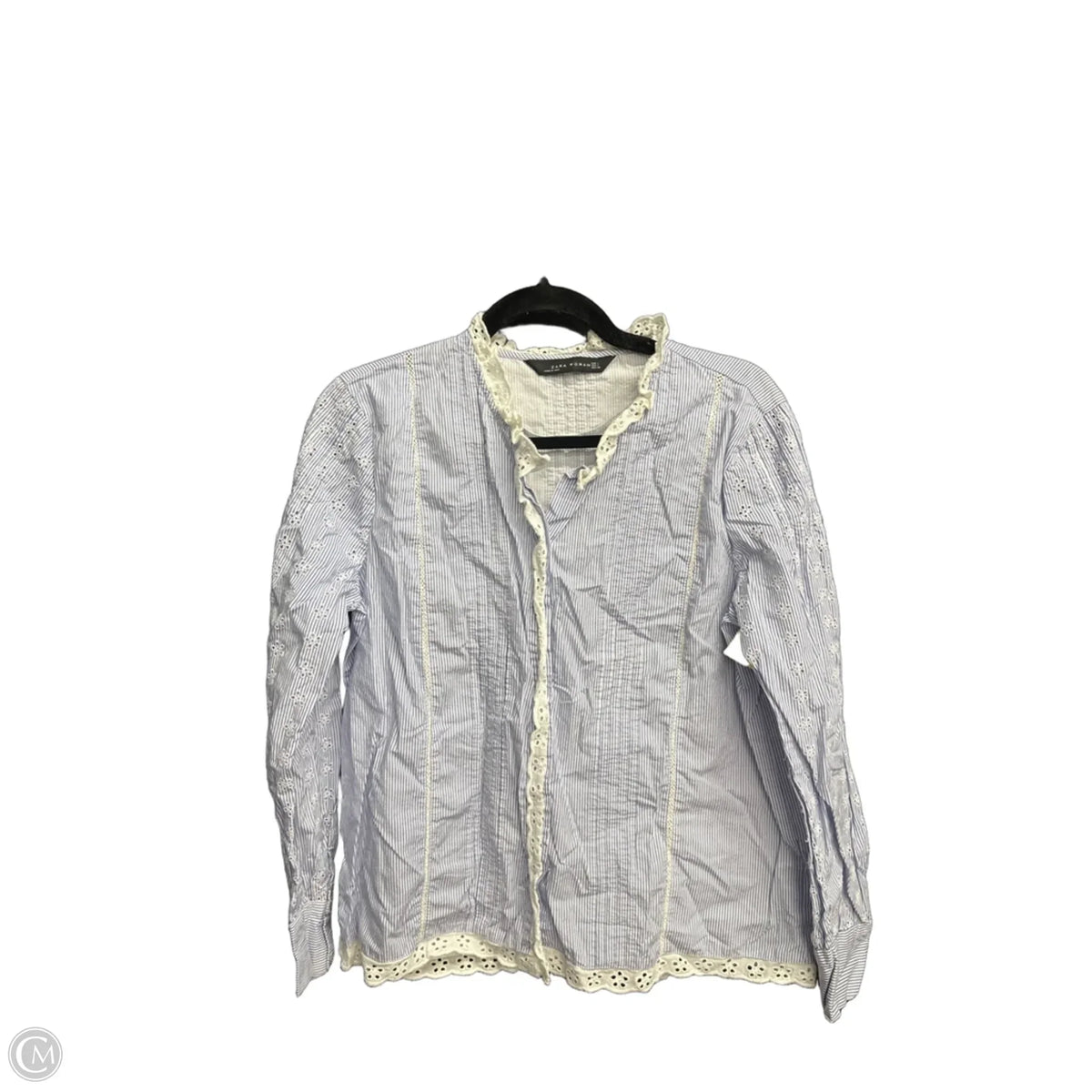 Top Long Sleeve By Zara In Blue, Size: L