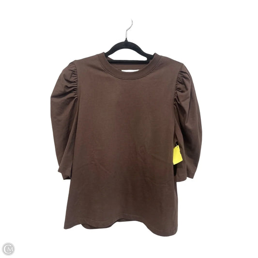 Top Short Sleeve By Frame In Brown, Size: L