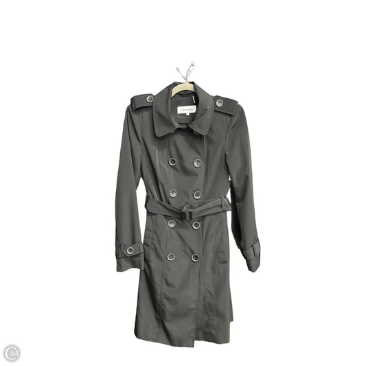 Coat Trench Coat By Calvin Klein In Black, Size: Xs
