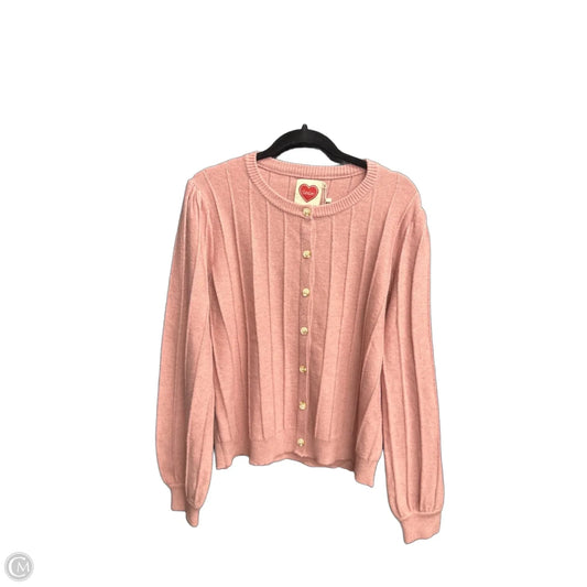 Sweater Cardigan By Clothes Mentor In Pink, Size: L