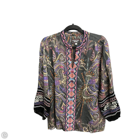 Top 3/4 Sleeve Designer By Johnny Was In Multi-colored, Size: M