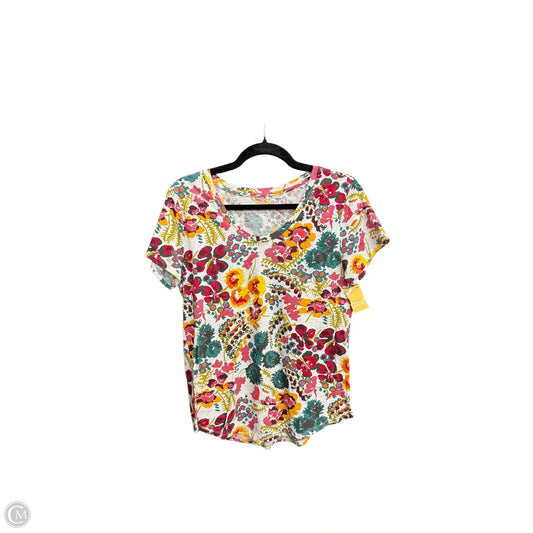 Top Short Sleeve By Loft In Floral Print, Size: S