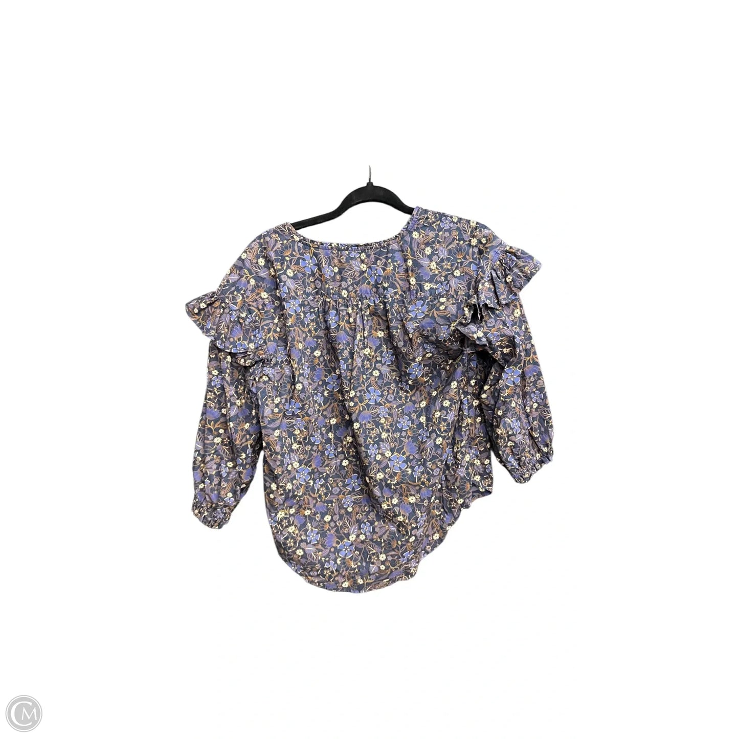 Top Long Sleeve By Free Assembly In Navy, Size: S