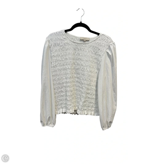 Top Long Sleeve By Loft In White, Size: Xl