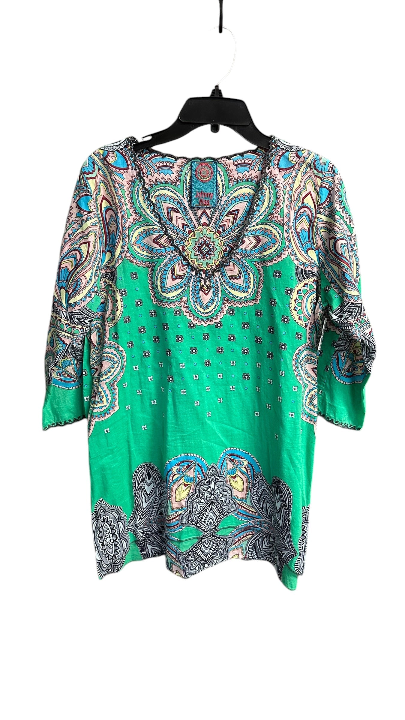 Top 3/4 Sleeve By Johnny Was In Green, Size: S