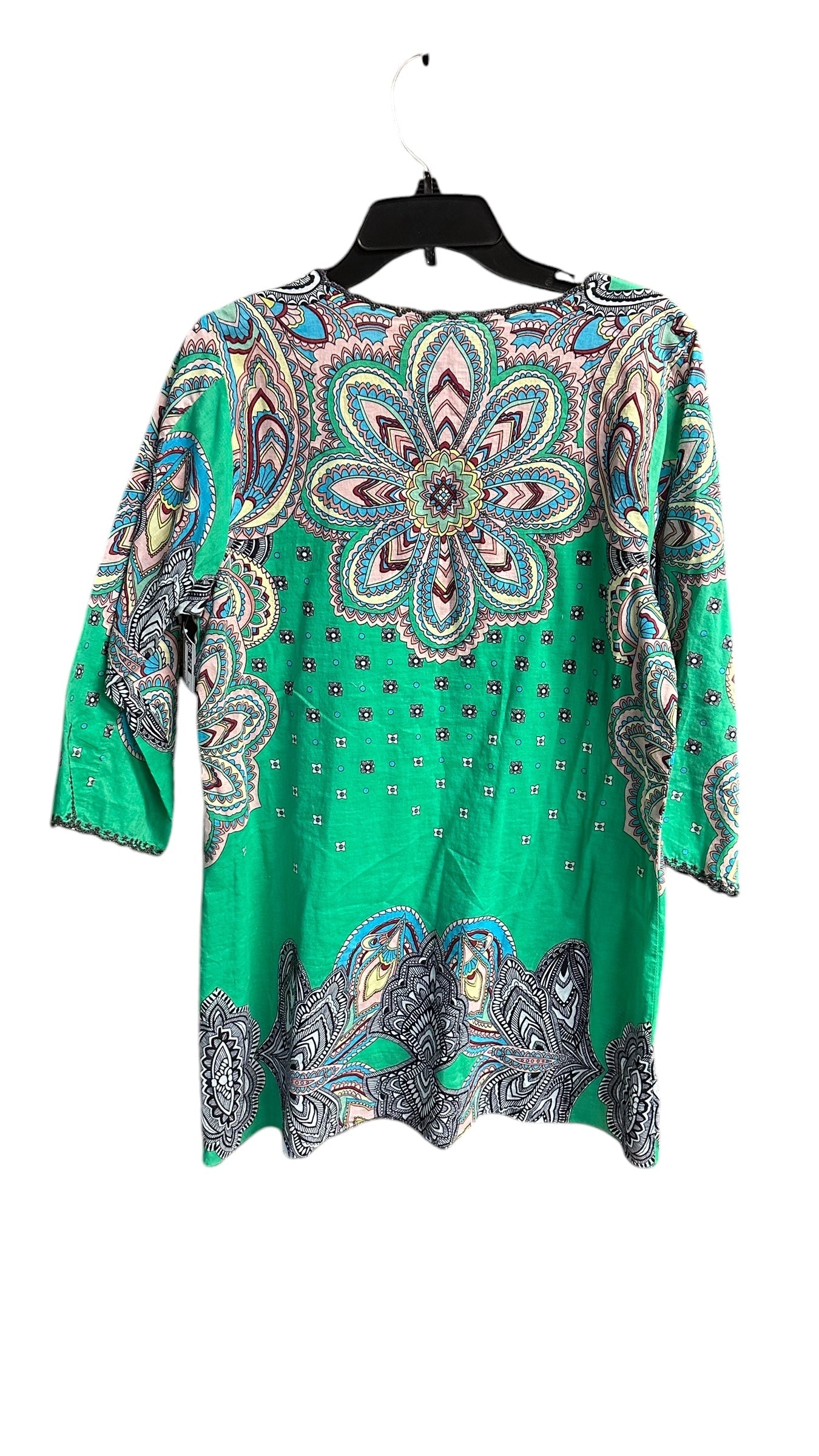 Top 3/4 Sleeve By Johnny Was In Green, Size: S