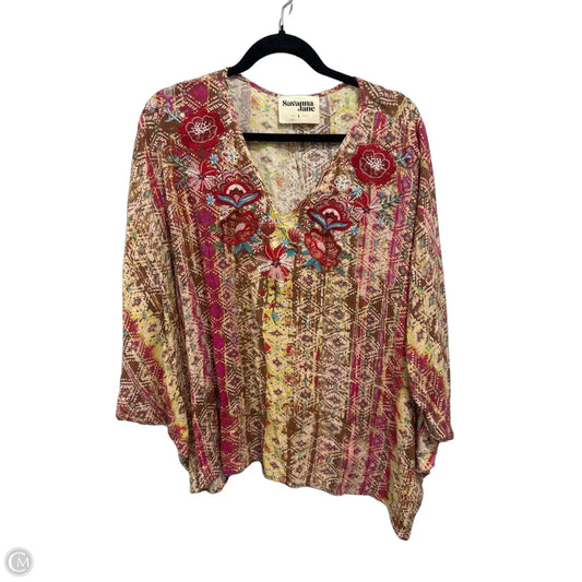 Top 3/4 Sleeve By Savanna Jane In Multi-colored, Size: L