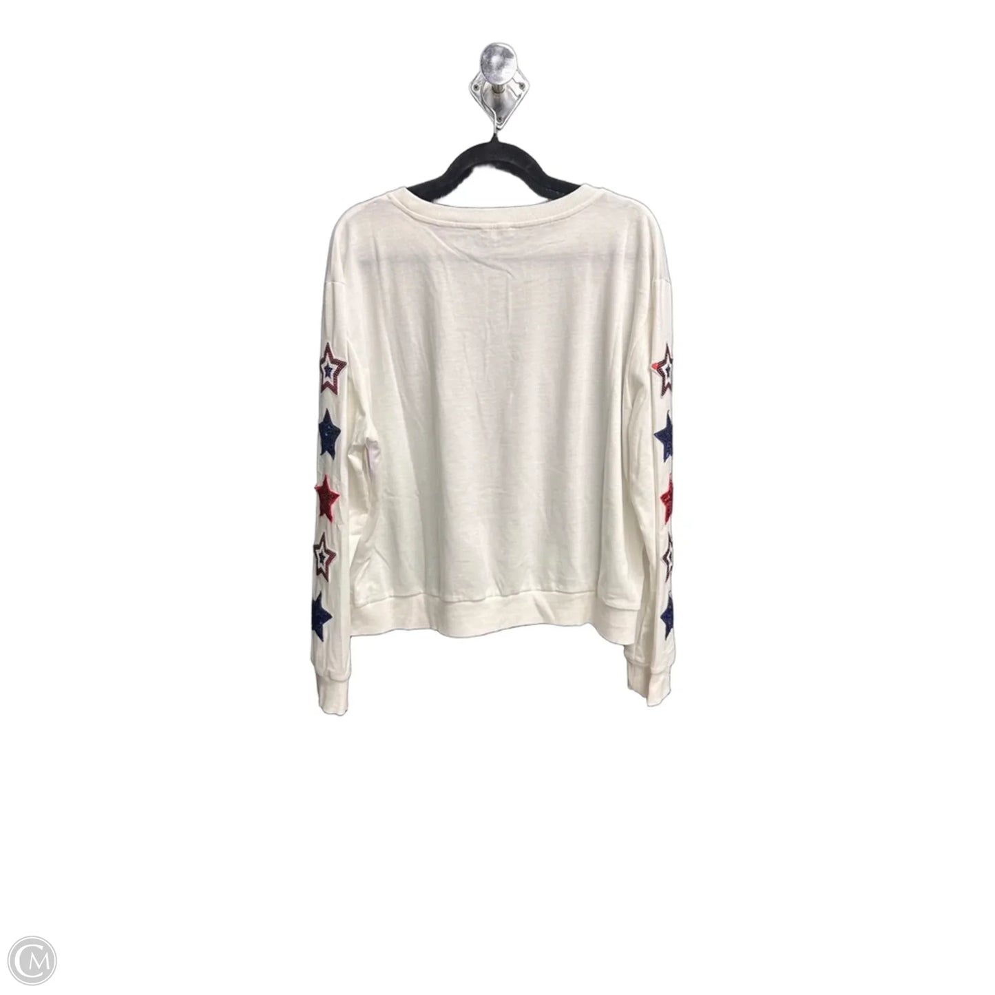 Top Long Sleeve By Main Strip In White, Size: L