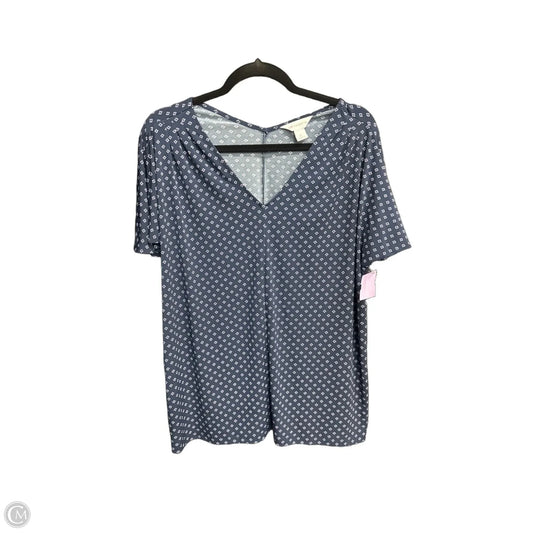 Top Short Sleeve By Liz Claiborne In Navy, Size: Xl