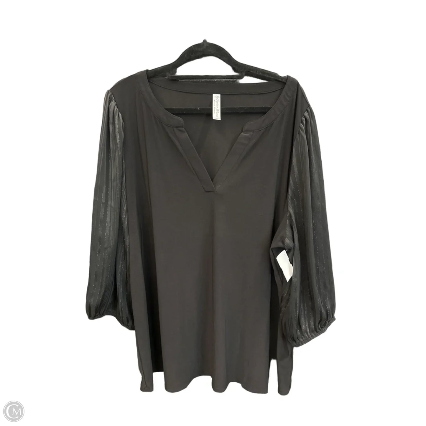 Top 3/4 Sleeve By Perseption Concept In Black, Size: 2x