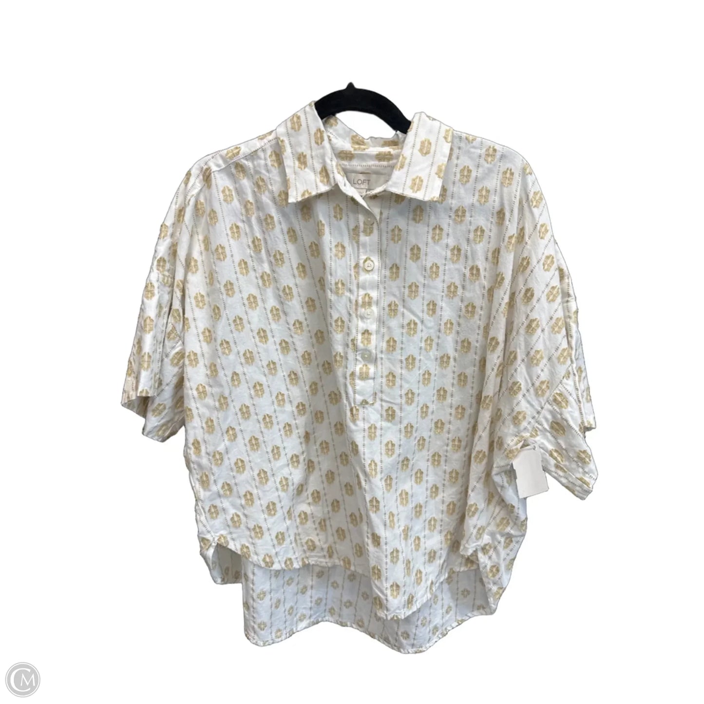 Top Short Sleeve By Loft In Cream, Size: M