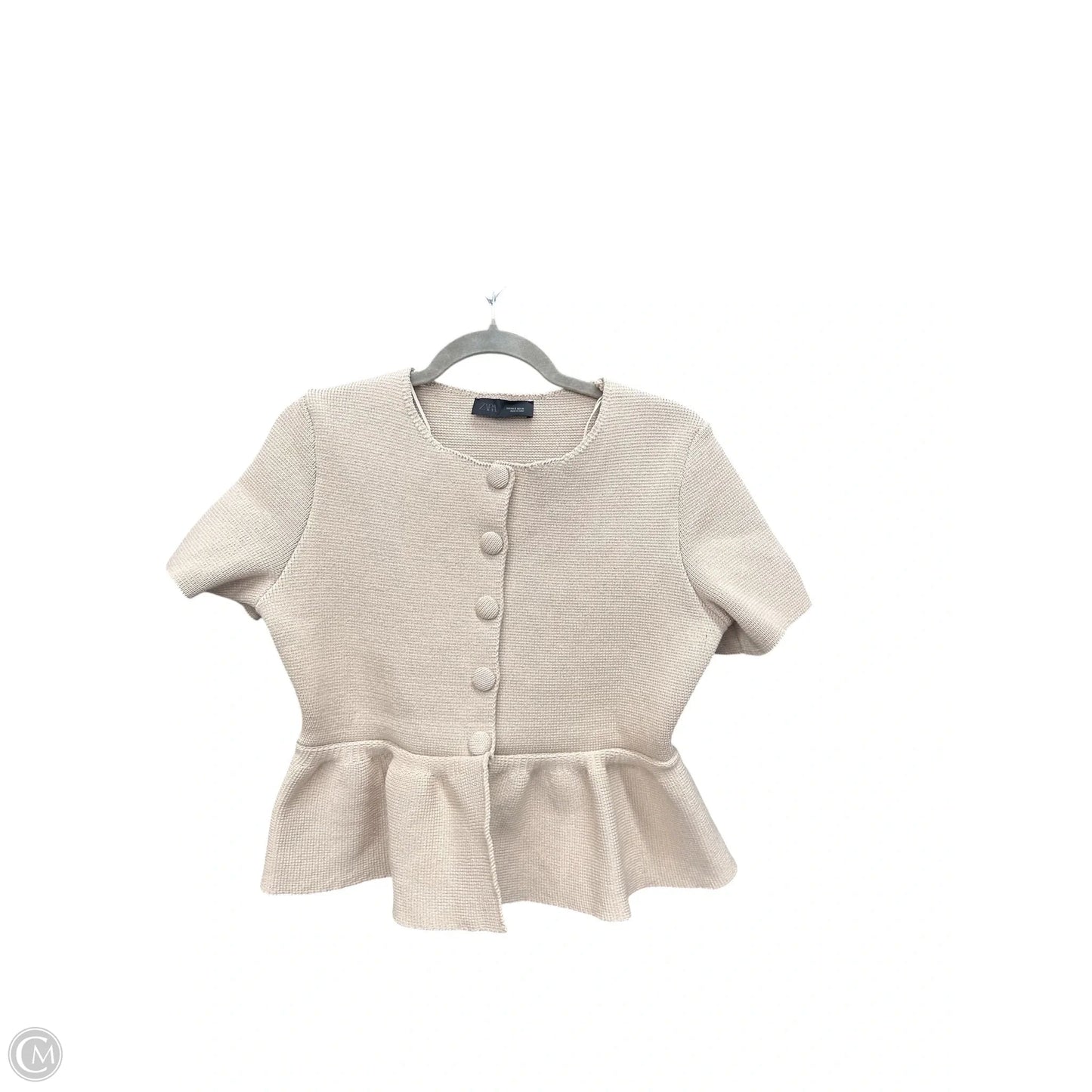 Top Short Sleeve By Zara In Beige, Size: S