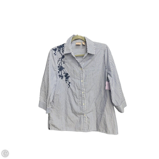 Top Long Sleeve By Chicos In Striped Pattern, Size: L