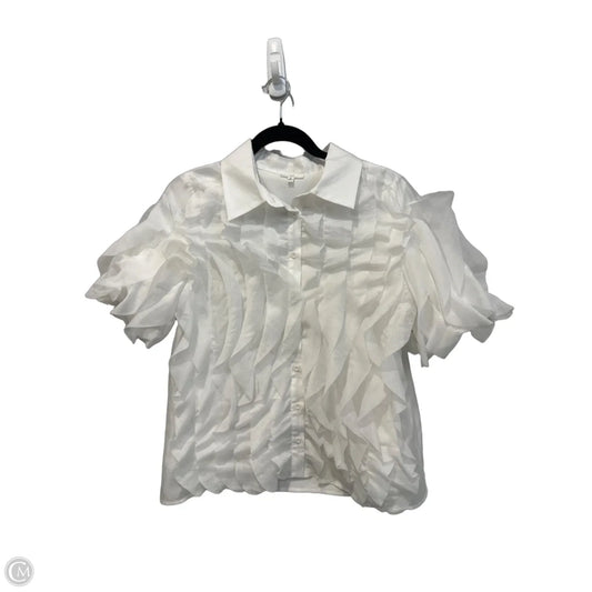 Blouse Short Sleeve By Clothes Mentor In White, Size: S
