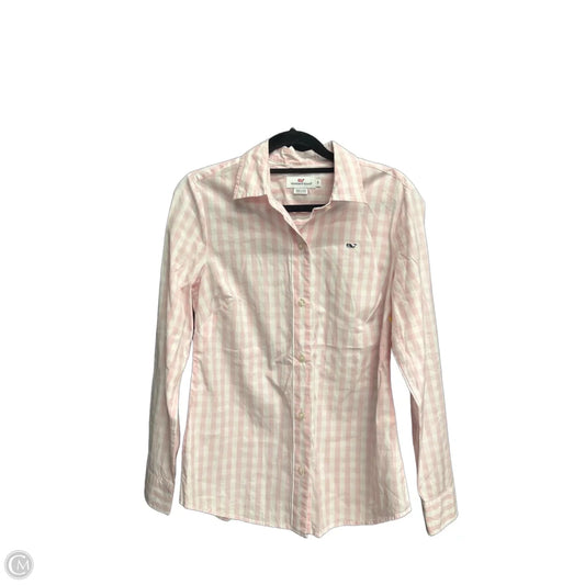 Top Long Sleeve By Vineyard Vines In Pink & White, Size: Xs