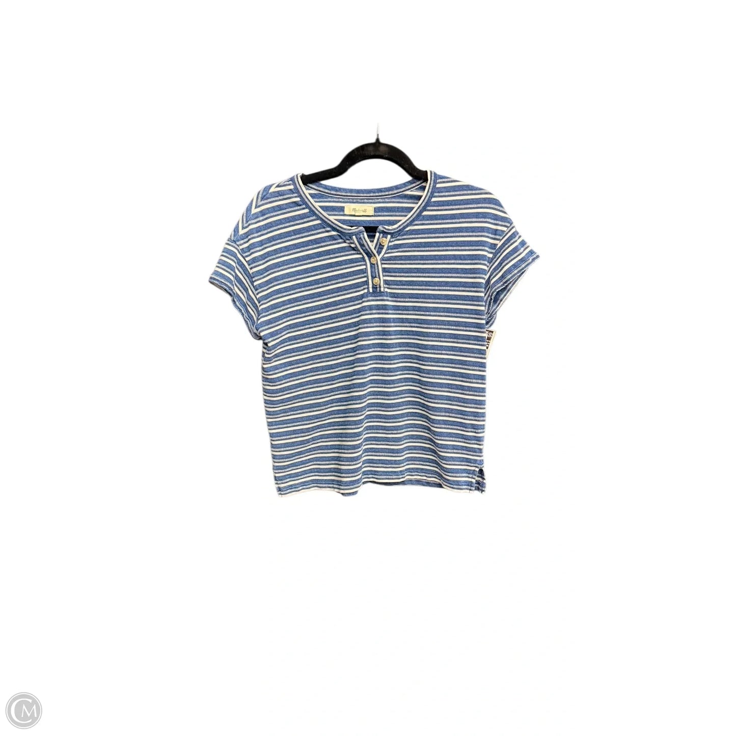 Top Short Sleeve By Madewell In Blue & White, Size: S