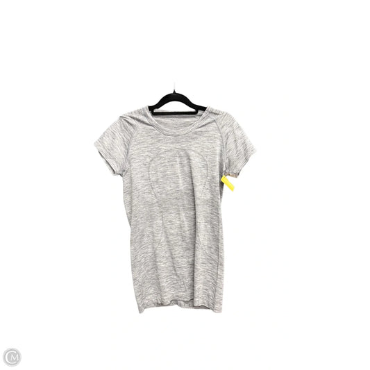 Athletic Top Short Sleeve By Lululemon In Grey, Size: S
