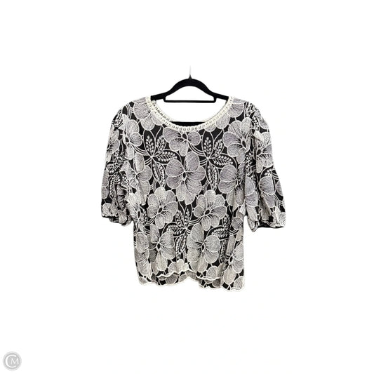 Top Short Sleeve By Solitaire In Black & Cream, Size: M