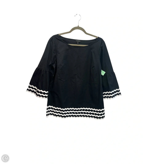 Top 3/4 Sleeve By Talbots In Black & White, Size: M