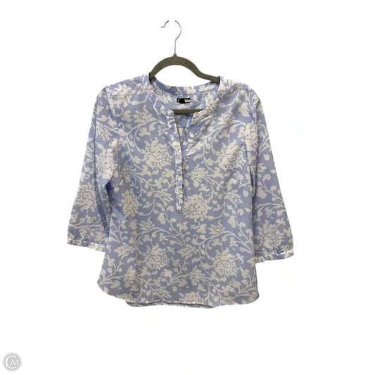Top 3/4 Sleeve By Talbots In Blue & White, Size: Lp