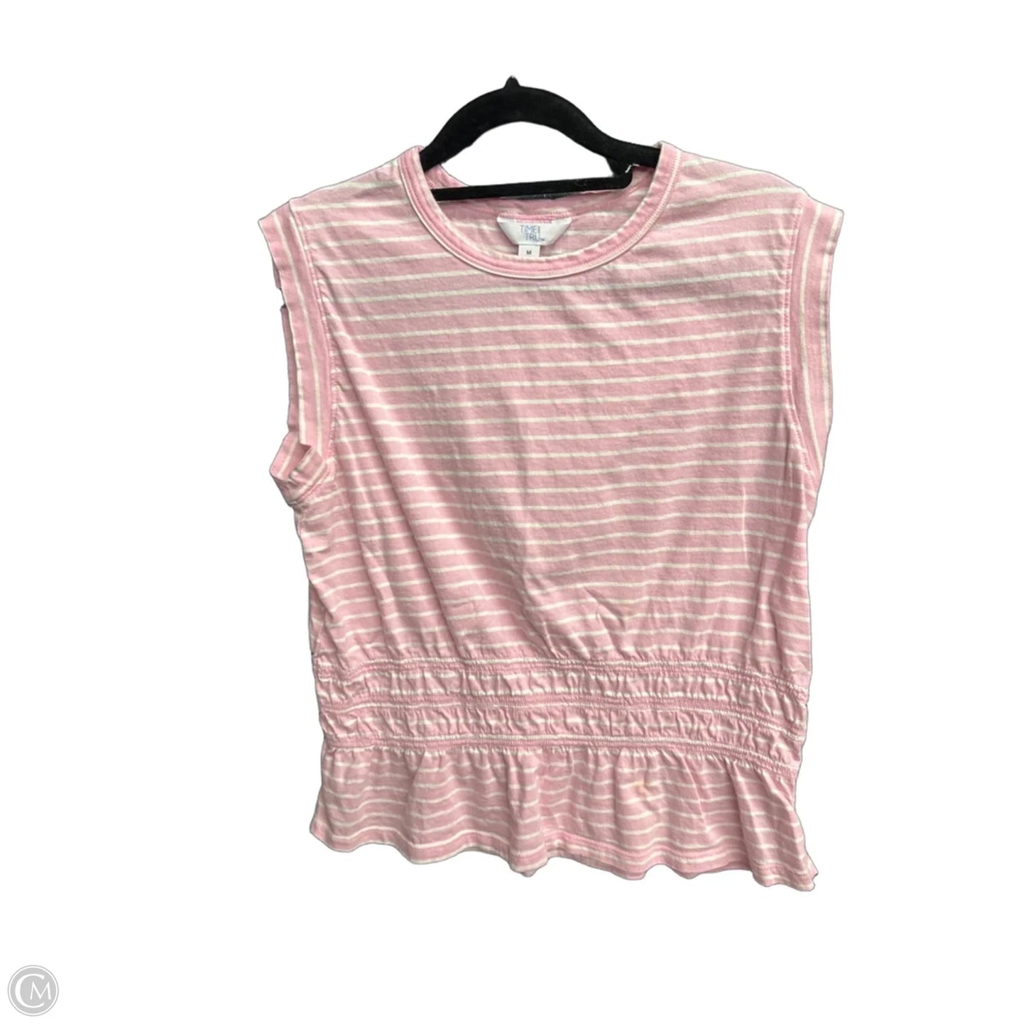 Top Sleeveless By Time And Tru In Pink & White, Size: M