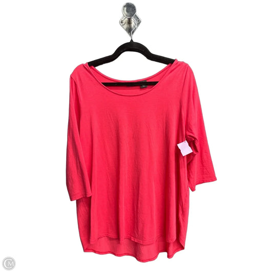 Top 3/4 Sleeve Basic By Tahari In Pink, Size: Xl