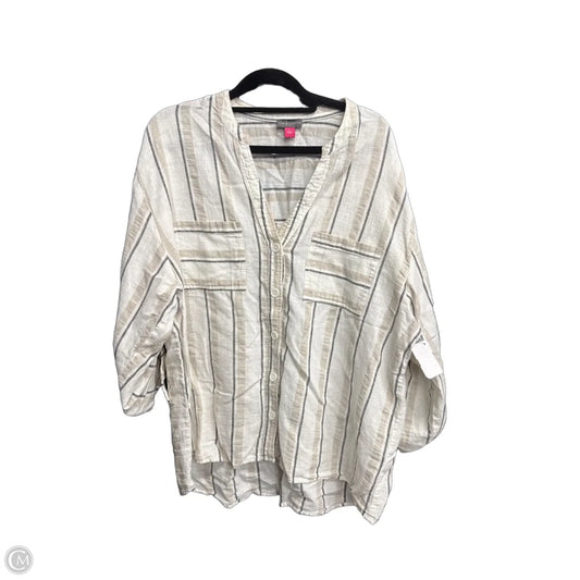 Top 3/4 Sleeve By Vince Camuto In Striped Pattern, Size: L