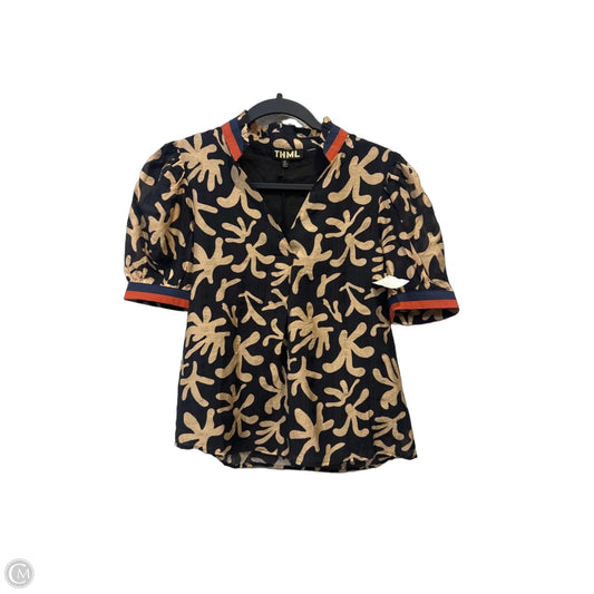 Top Short Sleeve By Thml In Black & Tan, Size: Xs