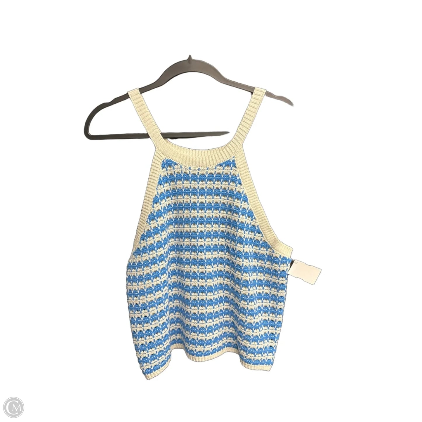 Top Sleeveless By Freshman In Blue & White, Size: Xl