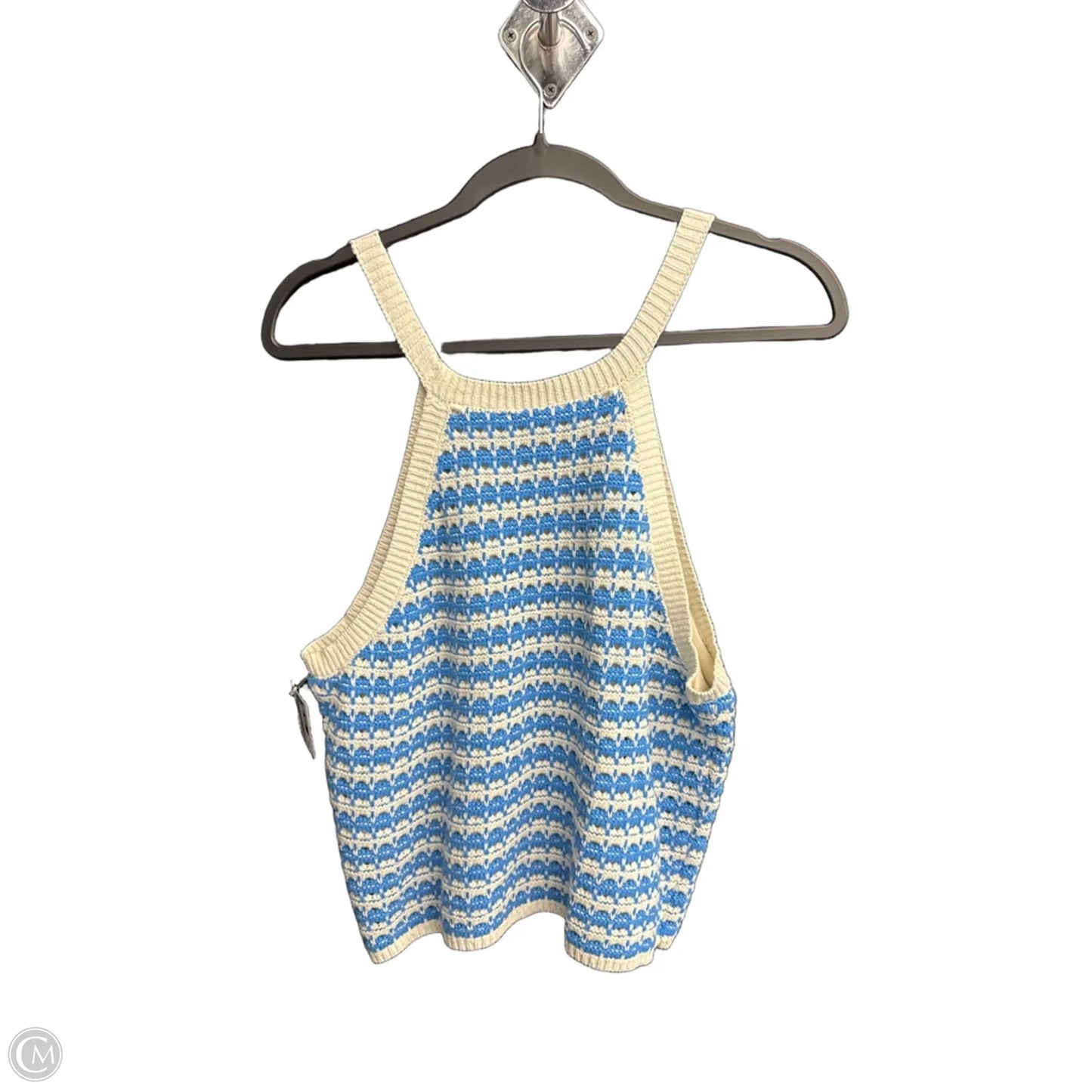 Top Sleeveless By Freshman In Blue & White, Size: Xl