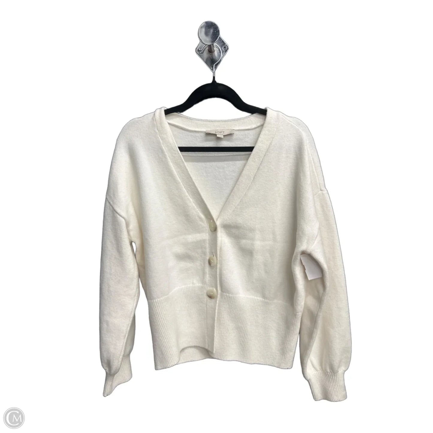 Sweater Cardigan By Loft In Cream, Size: M