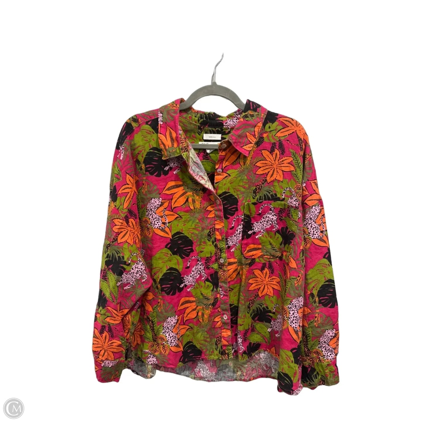 Top Long Sleeve By C And C In Tropical Print, Size: 2x