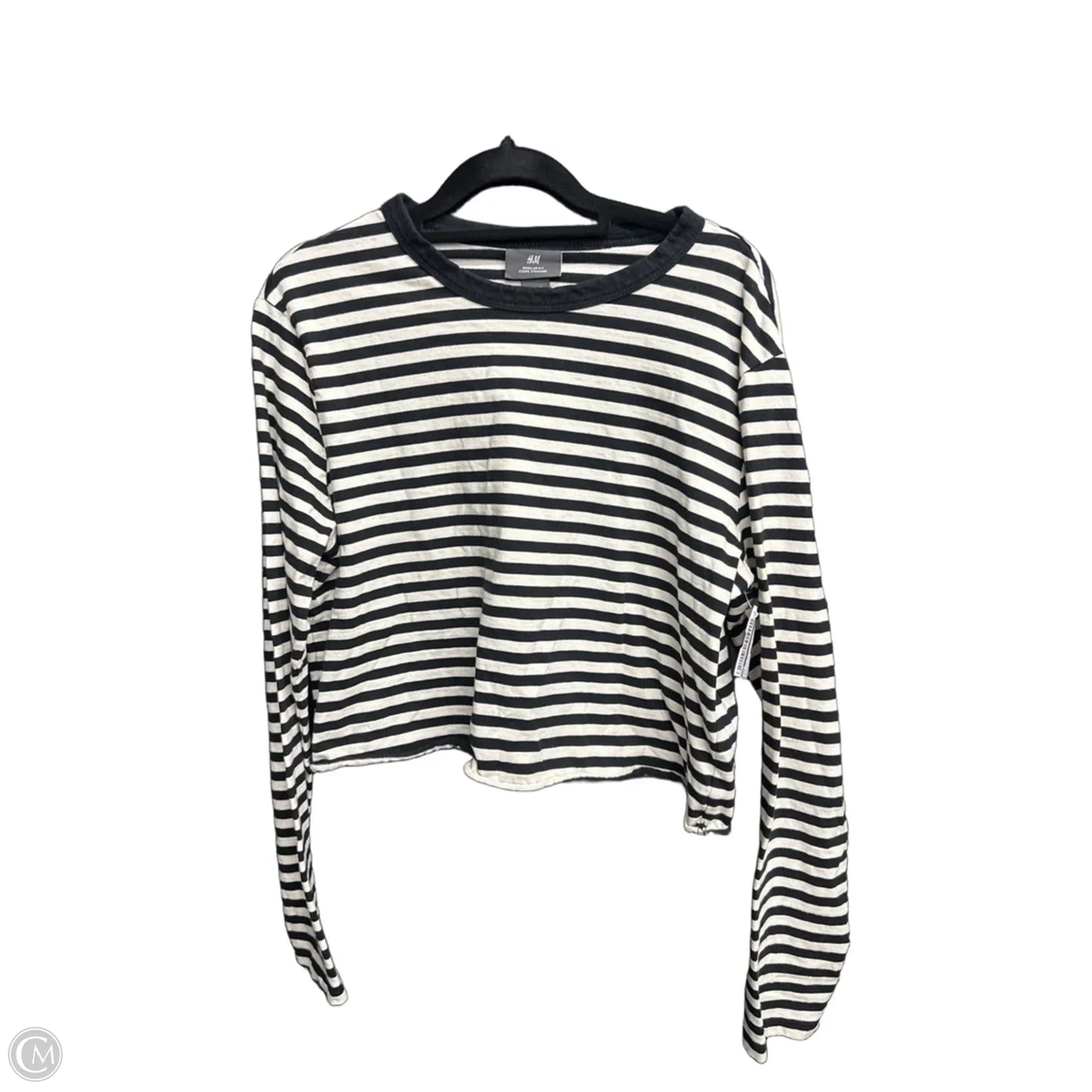 Top Long Sleeve Basic By H&m In Striped Pattern, Size: M