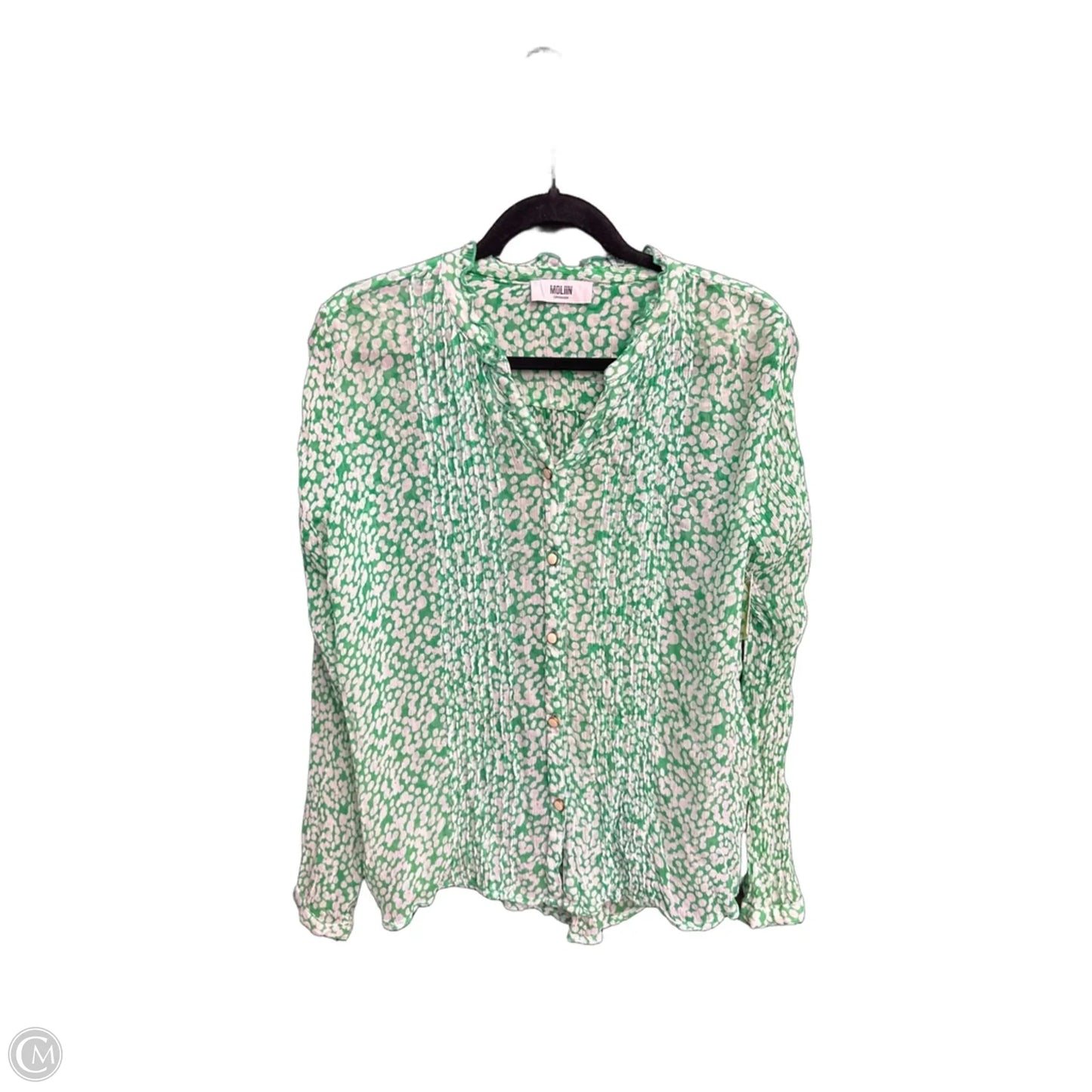 Top Long Sleeve By Clothes Mentor In Green & White, Size: S