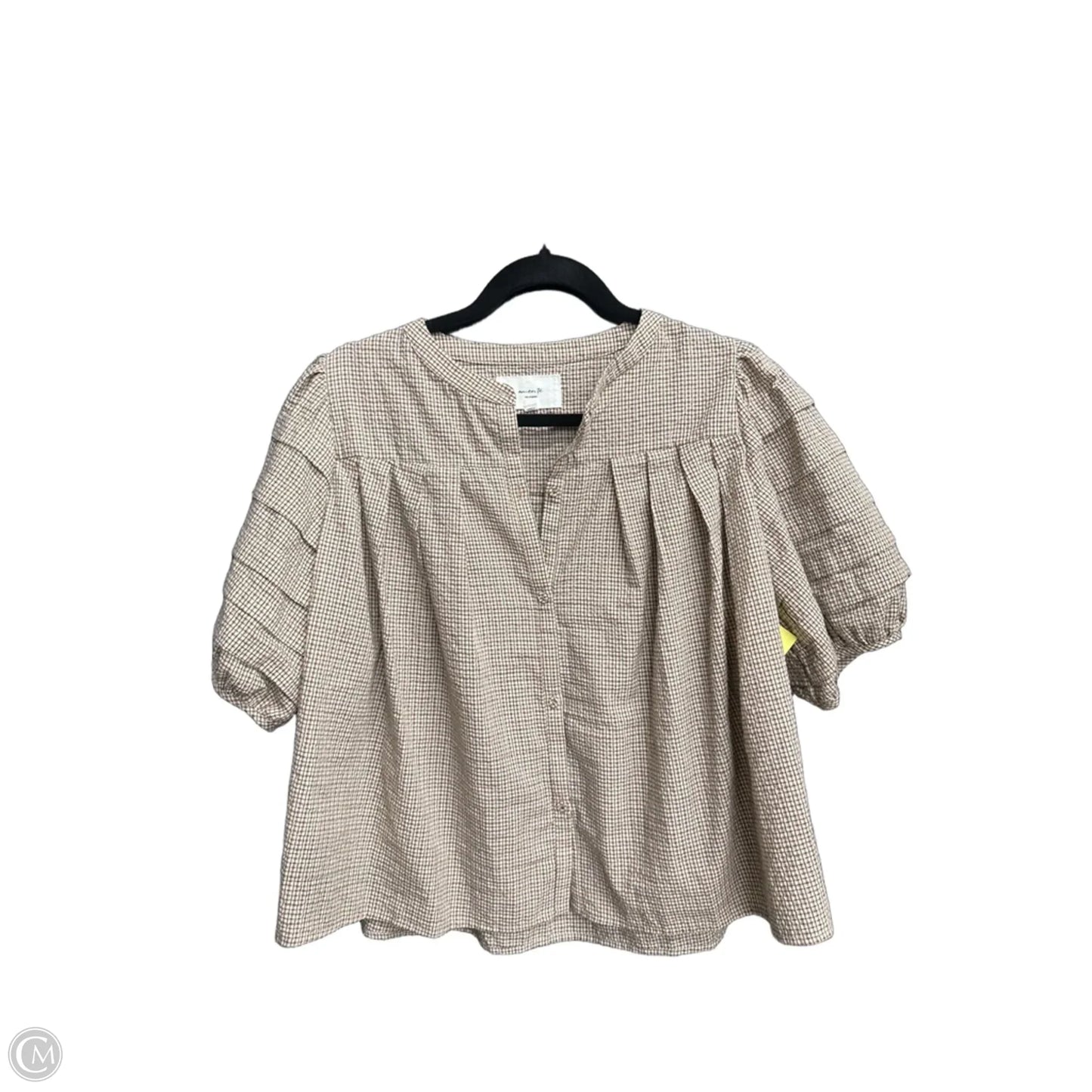 Top Short Sleeve By Amente In Plaid Pattern, Size: M