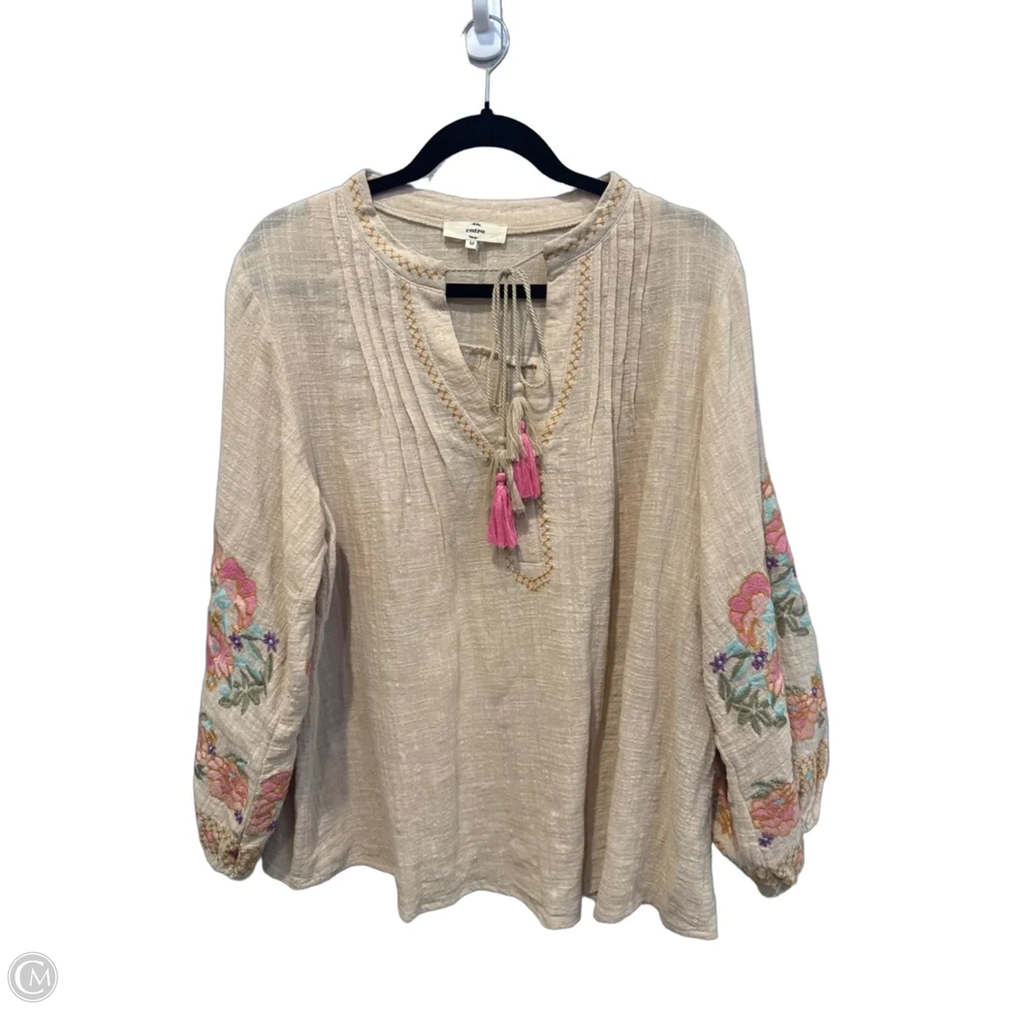 Top Long Sleeve By Entro In Beige, Size: M