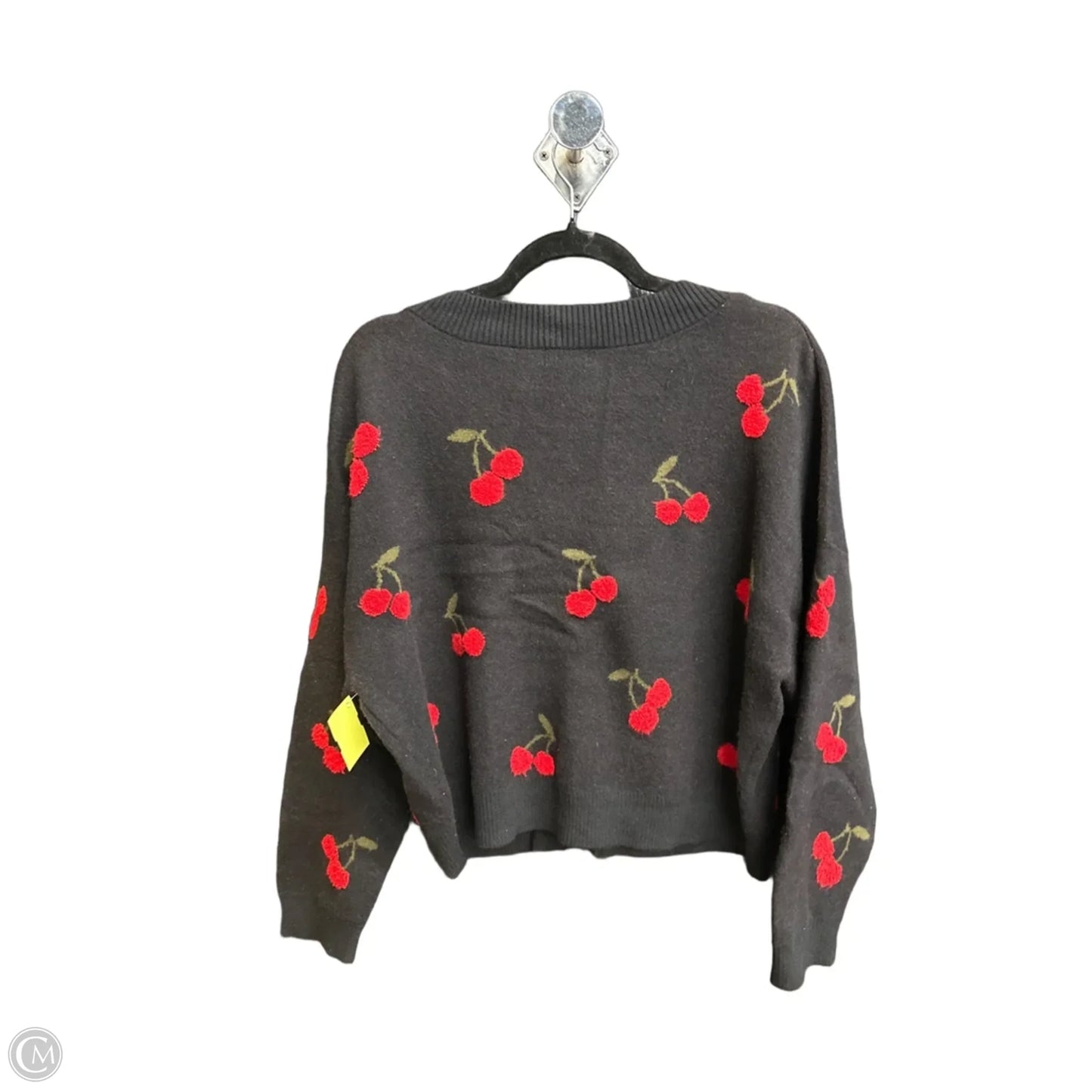 Sweater Cardigan By Originality In Black & Red, Size: L