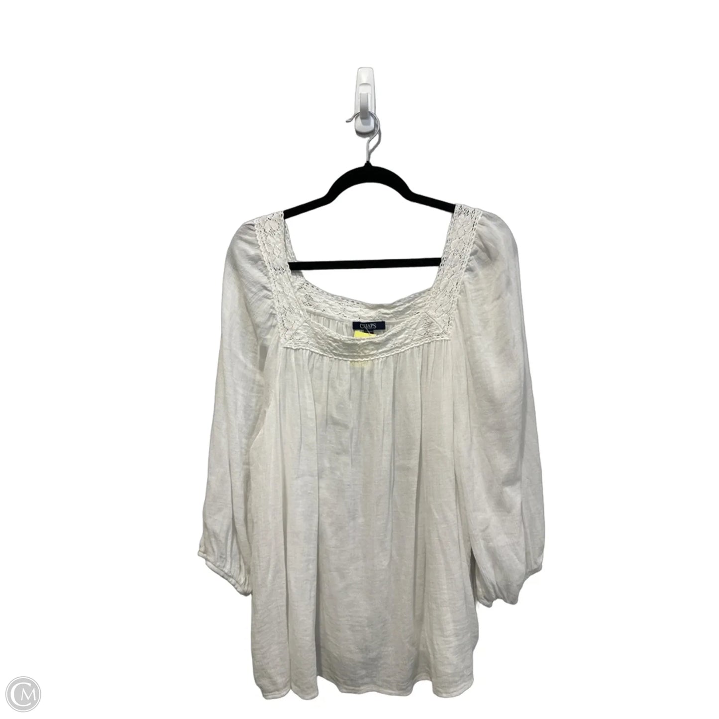 Top Long Sleeve By Chaps In White, Size: 2x