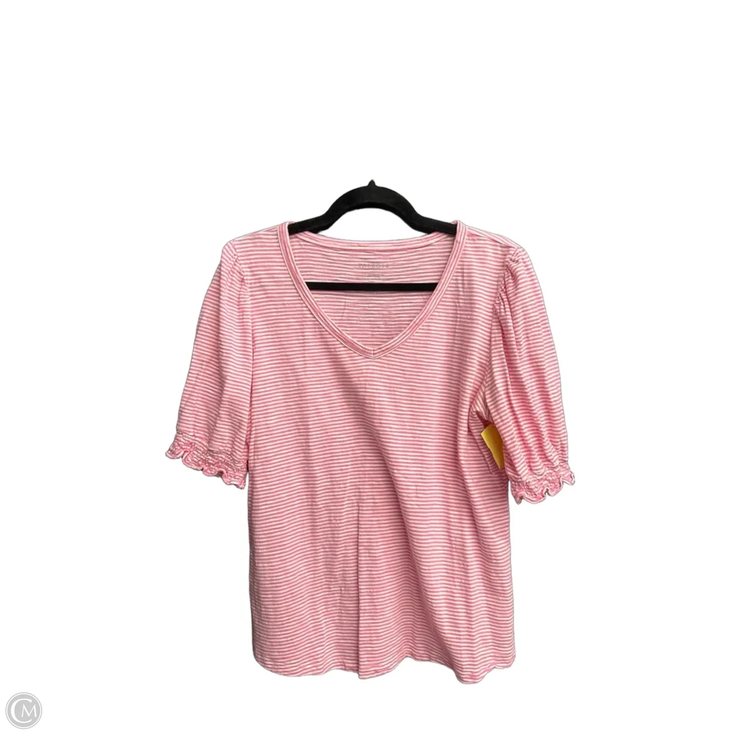 Top Short Sleeve By Talbots In Striped Pattern, Size: L