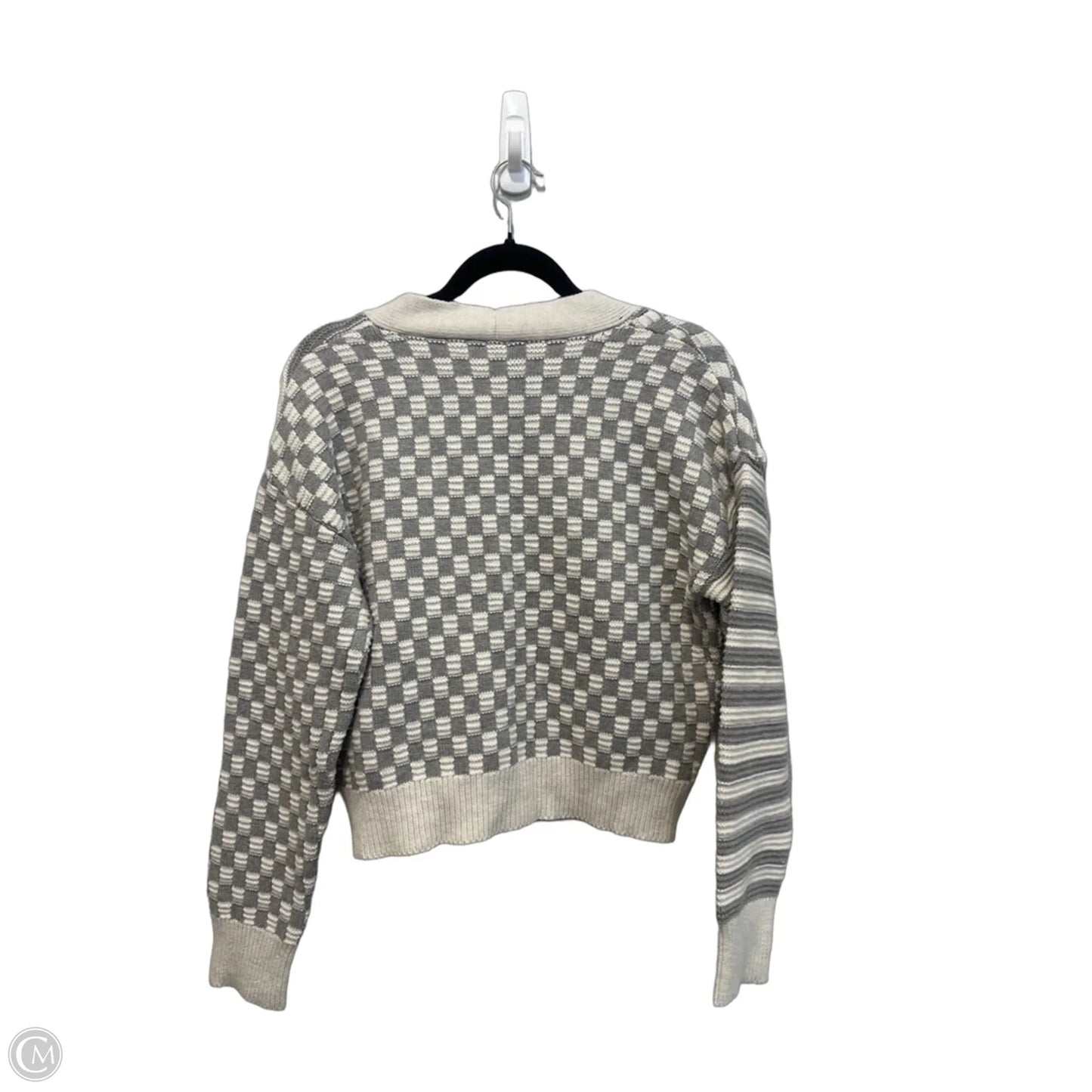 Sweater Cardigan By Hem & Thread In Grey & White, Size: S