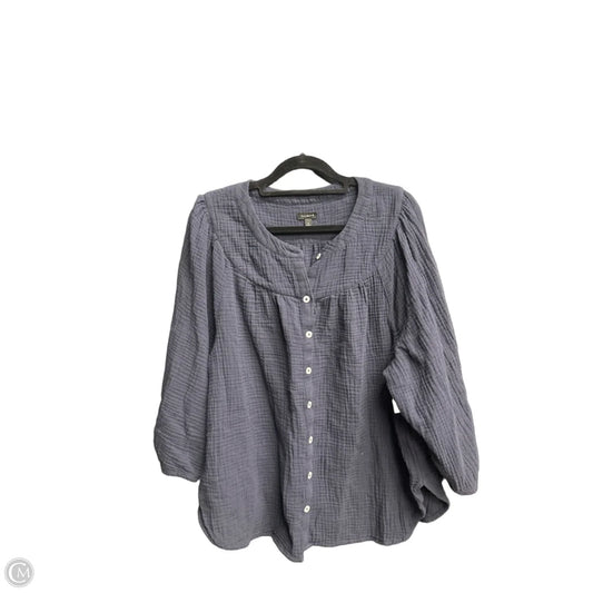 Top Long Sleeve By Talbots In Navy, Size: M