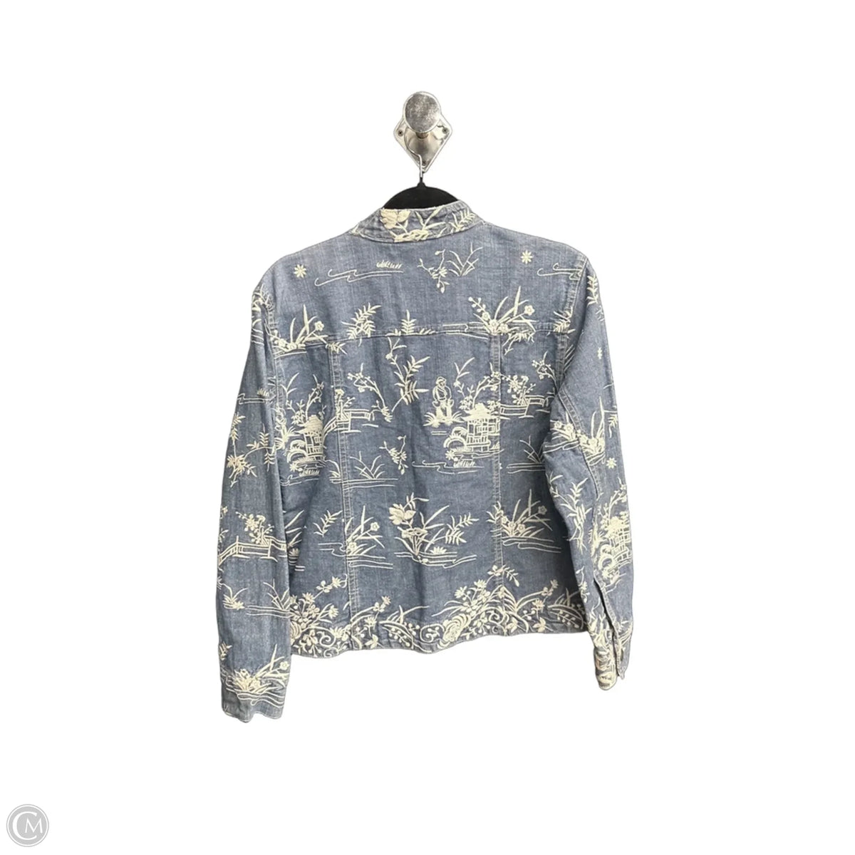 Jacket Denim By Chicos In Blue & White, Size: M
