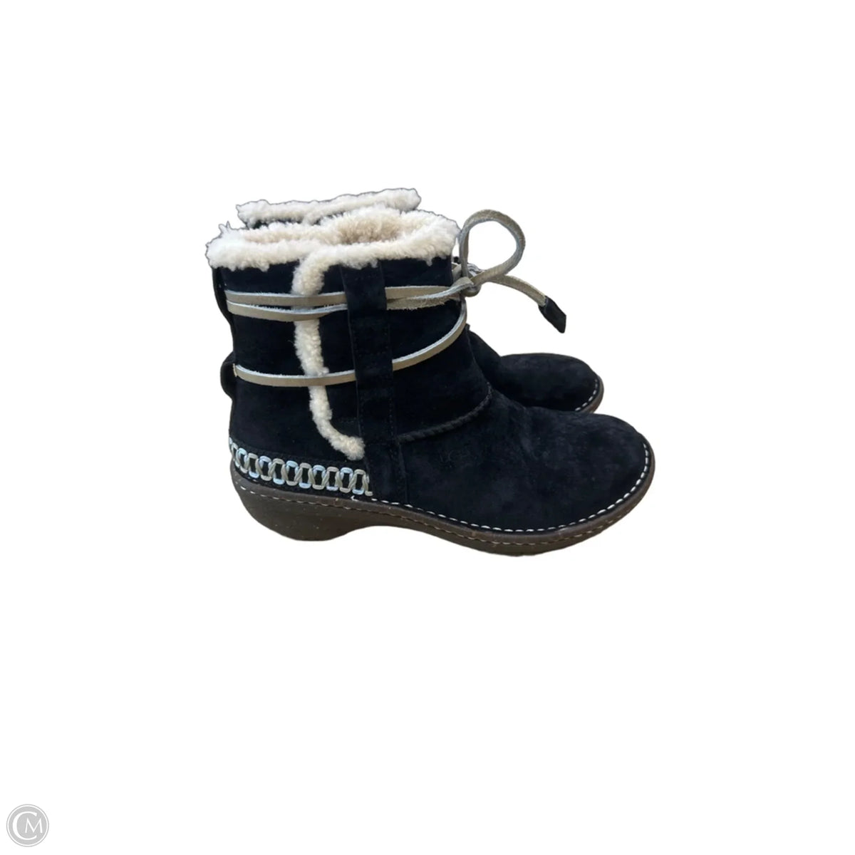 Boots Designer By Ugg In Black & Cream, Size: 7